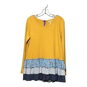 Matilda Jane Weekend Vibes Mixed Media Tunic Yellow Blue Medium